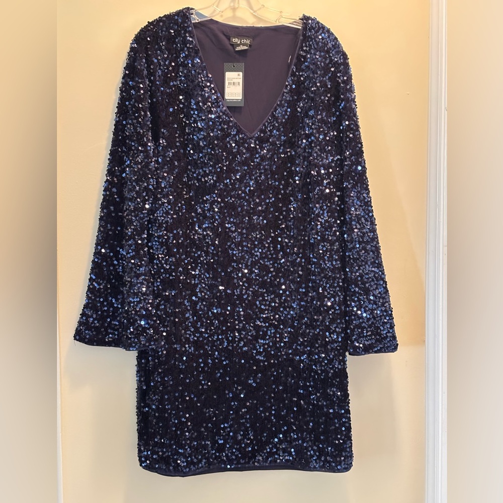 NWT City Chic Blue Sequin Dress